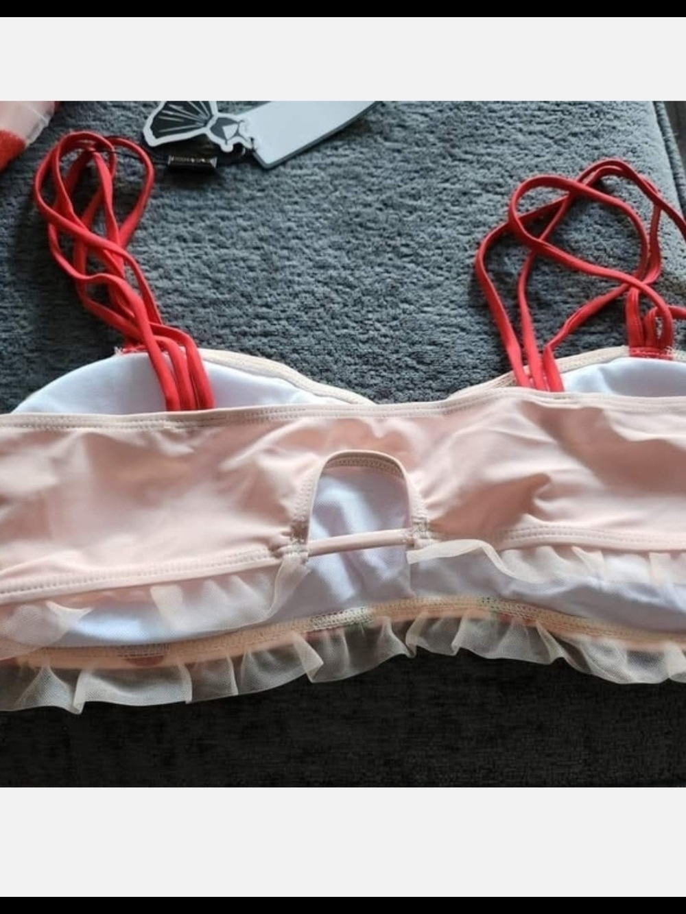Pink Strawberry-Print Bikini Set with Ruffle Trim - Picture 3 of 6